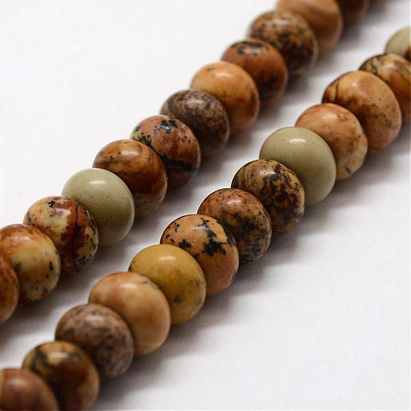 

PandaHall Natural Picture Jasper Bead Strands, Rondelle, 8x5mm, Hole: 1mm, about 73pcs/strand, 15.3 inch(39cm) Picture Jasper Rondelle