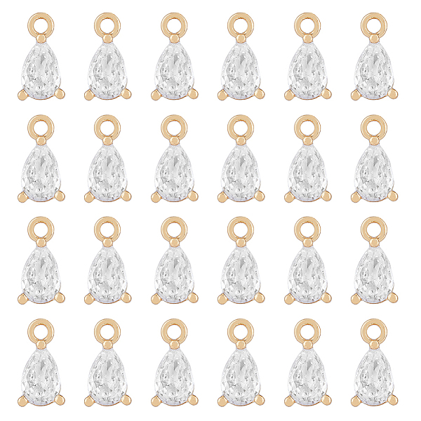 

PandaHall HOBBIESAY 24Pcs Brass Cubic Zirconia Charms, Nickel Free, Teardrop, Clear, Real 18K Gold Plated, 9x5x3mm, Hole: 1.2mm Brass+Cubic...