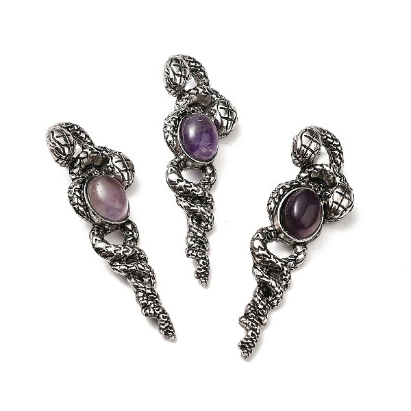 

PandaHall Natural Amethyst Big Pendants, Snake Charms, with Rack Plating Antique Silver Tone Alloy Findings, Cadmium Free & Lead Free...