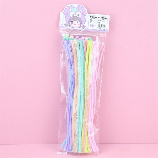 

PandaHall DIY Plush Sticks, Chenille Stems, Pipe Cleaners, Kid Craft Material, Mixed Color, 300mm Iron Multicolor