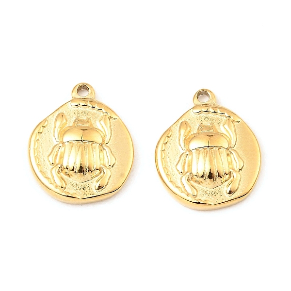 

PandaHall 304 Stainless Steel Pendants, Flat Round with Insect Charm, Real 18K Gold Plated, 16x13x3mm, Hole: 1.4mm 304 Stainless Steel Flat...
