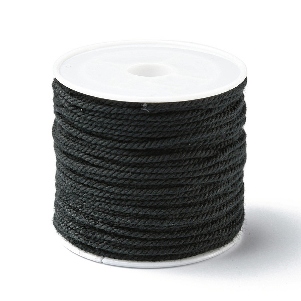 

PandaHall Cotton Braid Thread, with Spool, Round, Black, 1.2mm, about 21.87 Yards(20m)/Roll Cotton Black