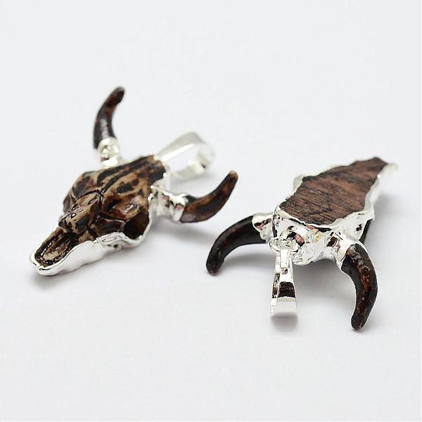 

PandaHall Resin Pendants, with Brass Findings, Cattle Head, Silver Color Plated, 26x22x7mm, Hole: 5x8mm Brass+Resin Cattle Silver