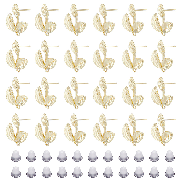 

PandaHall DICOSMETIC 50Pcs Rack Plating Alloy Leaf Stud Earring Findings, with Horizontal Loop, Cadmium Free & Lead Free, with 50Pcs Plastic...