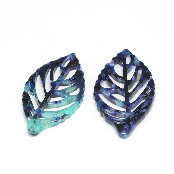 

PandaHall Cellulose Acetate(Resin) Pendants, Leaf, Slate Blue, 38.5x22x2.5mm, Hole: 1.5mm Cellulose Acetate Leaf Blue