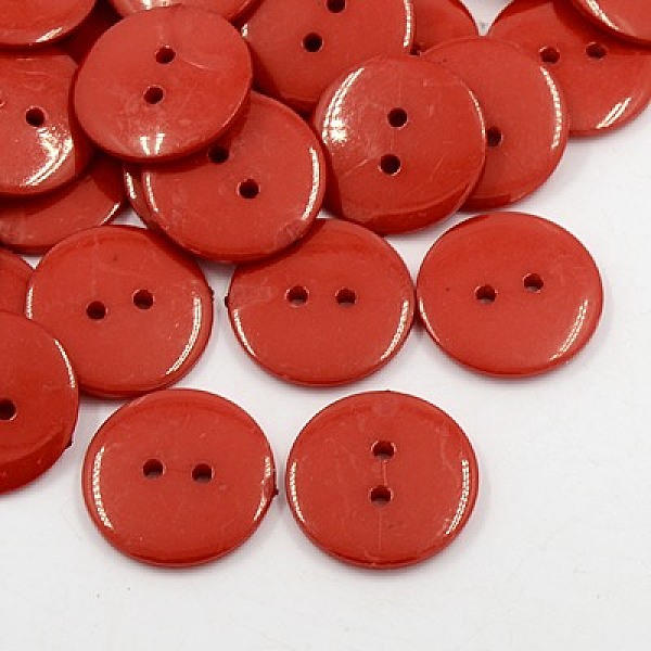 PandaHall Acrylic Sewing Buttons, Plastic Buttons for Costume Design, 2-Hole, Dyed, Flat Round, Dark Red, 17x2mm, Hole: 1mm Acrylic Flat...