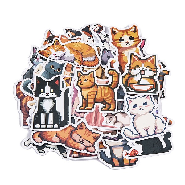 

PandaHall 50Pcs PVC Adhesive Waterproof Stickers Self-Adhesive Stickers, for DIY Photo Album Diary Scrapbook Decoration, Cat Shape...