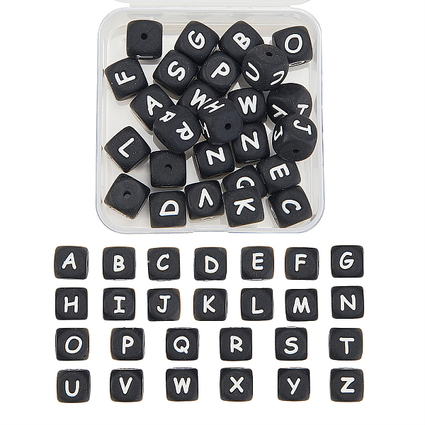 

PandaHall Food Grade Eco-Friendly Silicone Beads, Chewing Beads For Teethers, DIY Nursing Necklaces Making, Cube, Black, 12x12x12mm, Hole...