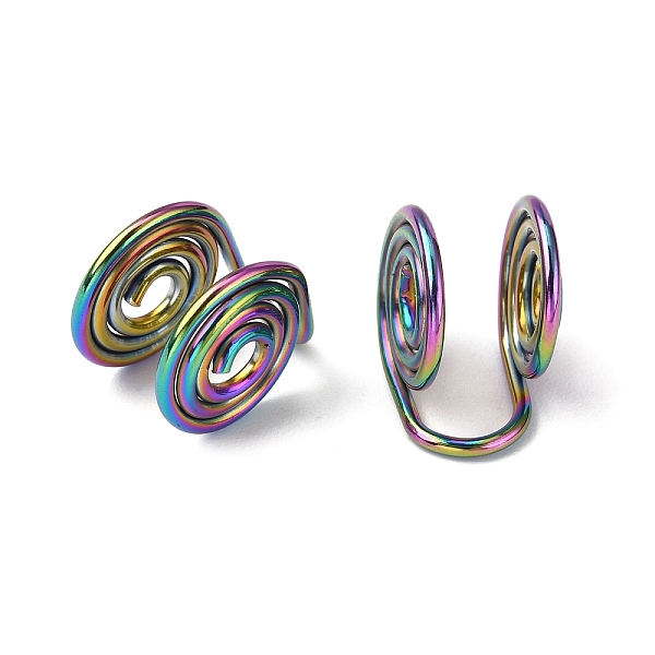 

PandaHall 304 Stainless Steel Spiral Pad Cuff Earrings, Wire Wrap Jewelry for Non-pierced Ears, Rainbow Color, 12x10x7.5~8mm 304 Stainless...