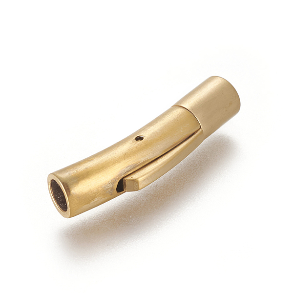 

PandaHall 304 Stainless Steel Bayonet Clasps, Column, Matte Gold Color, 28~30x7x6mm, Hole: 4mm 304 Stainless Steel