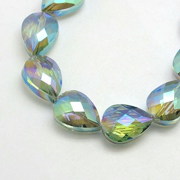 

PandaHall Electroplate Crystal Glass Teardrop Beads Strands, Faceted, Rainbow Color Plated, Dark Sea Green, 18x13x9mm, Hole: 1mm, about...