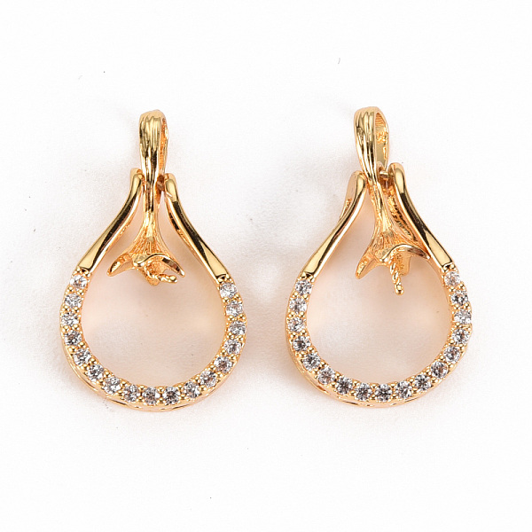 

PandaHall Brass Micro Pave Clear Cubic Zirconia Peg Bails Pendants, for Half Drilled Bead, Nickel Free, Teardrop, Real 18K Gold Plated...