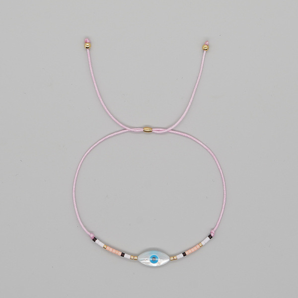 

PandaHall Natural Shell Evil Eye Bracelets, Minimalist Design Glass Beaded Bracelets for Women, Perfect Gift Shell White
