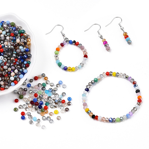 

PandaHall Glass Beads, Mixed Style, Faceted, Abacus, Mixed Color, 4x3.5mm, Hole: 1mm, about 700-720pcs/50g, about 50g/bag, packing bag..., Multicolor