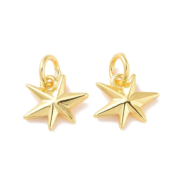 

PandaHall Brass Charms, with Jump Ring, Cadmium Free & Lead Free, Star, Real 18K Gold Plated, 8.5x10.5x2mm, Hole: 3mm Brass Star