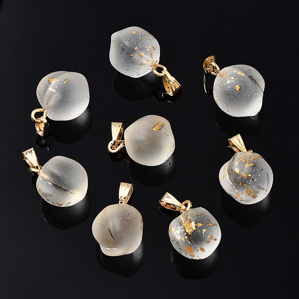 

PandaHall Transparent Spray Painted Glass Pendants, with Golden Plated Iron Bails and Gold Foil, Frosted, Peach, Clear, 16~17x11~12x11~12mm...