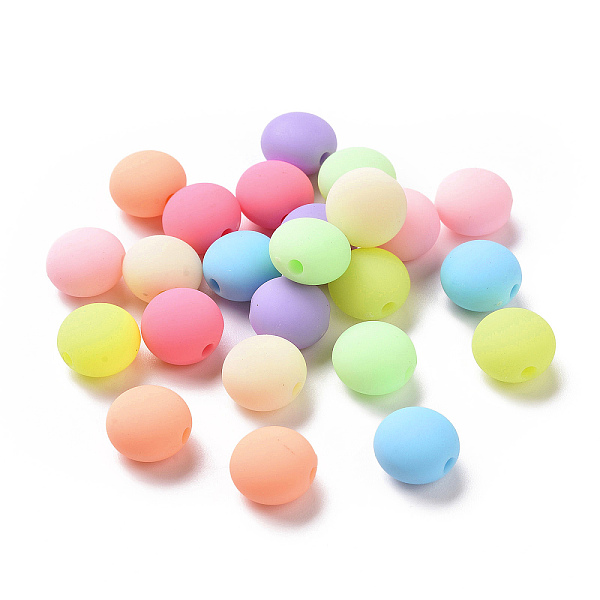 

PandaHall Rubberized Style Acrylic Beads, Oval, Mixed Color, 11.5x12x8mm, Hole: 2mm, 735pcs/500g Acrylic Oval Multicolor