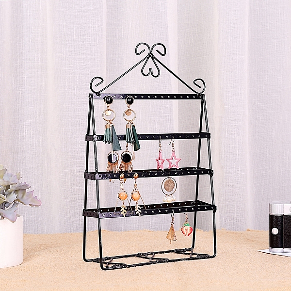 

PandaHall 4-Tier Iron Earring Display Stands, Rectangle Jewelry Earring Organizer Holder, Black, 20.5x7x32cm Iron Rectangle