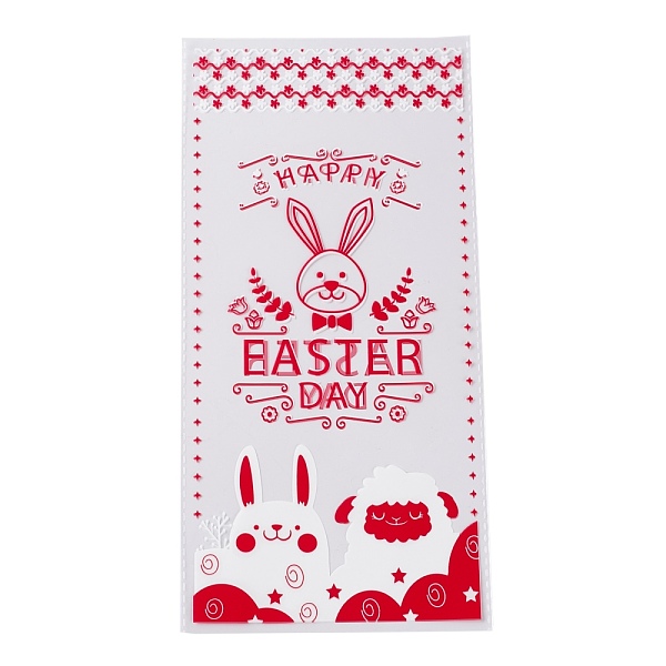 PandaHall OPP Plastic Storage Bags, Easter Theme, for Candy, Cookies, Gift Packaging, Rectangle, Rabbit Pattern, 27~27.5x13x0.01cm, 50pc/bag...