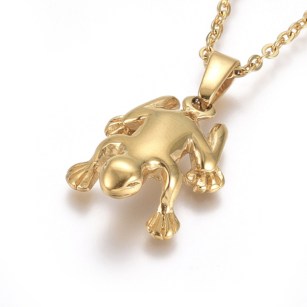 

PandaHall 304 Stainless Steel Pendant Necklaces, with Cable Chains and Lobster Claw Clasps, Frog, Golden, 17.6 inch(44.8cm), 1.5mm 304...