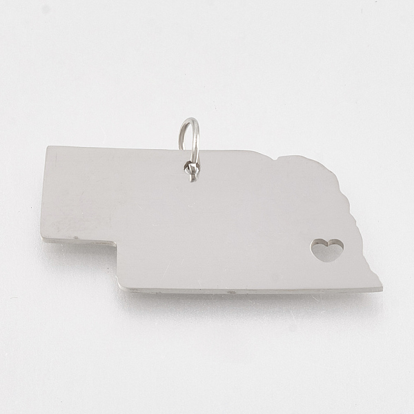 

PandaHall 201 Stainless Steel Pendants, Map of Nebraska, Stainless Steel Color, 14x30x1mm, Hole: 3mm 201 Stainless Steel Others