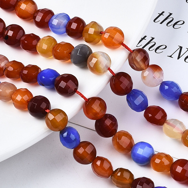 

PandaHall Natural Agate Beads Strands, Dyed & Heated, Faceted, Flat Round, Dark Red, 8x6.5mm, Hole: 1.2mm, about 47pcs/strand, 14.96 inch...