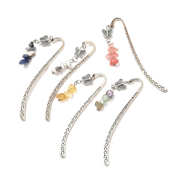 

PandaHall Natural & Synthetic Gemstone Zinc Alloy Bookmarks, with Tibetan Alloy Butterfly Beads, Iron Eye Pins, 304 Stainless Steel Jump...
