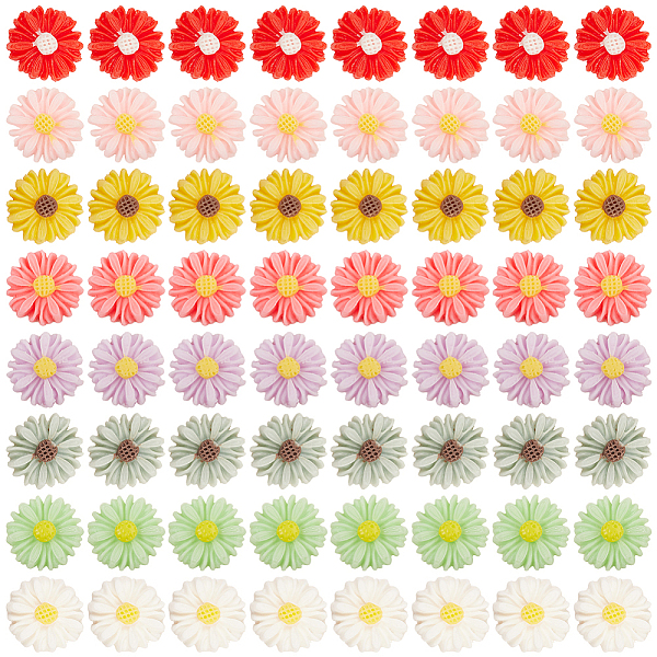 PandaHall SUNNYCLUE 1 Box 80Pcs Flower Cabochons Resin Flower Daisy Slime Charms Mixed Color Flatback Cabochons Hair Costume Accessories...