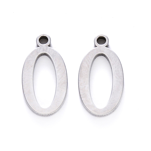 

PandaHall 201 Stainless Steel Charms, Number, Laser Cut, Stainless Steel Color, Num.0, 15x8x1.5mm, Hole: 1.5mm 201 Stainless Steel Number