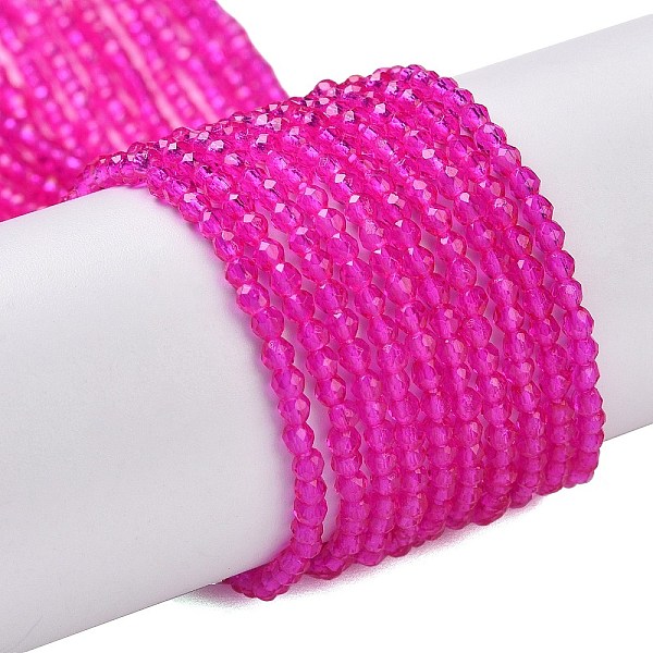 

PandaHall Transparent Glass Beads Strands, Faceted Round, Magenta, 2mm, Hole: 0.8mm, about 175pcs/strand, 14.06~14.17 inch(35.7~36cm) Glass..., Pink