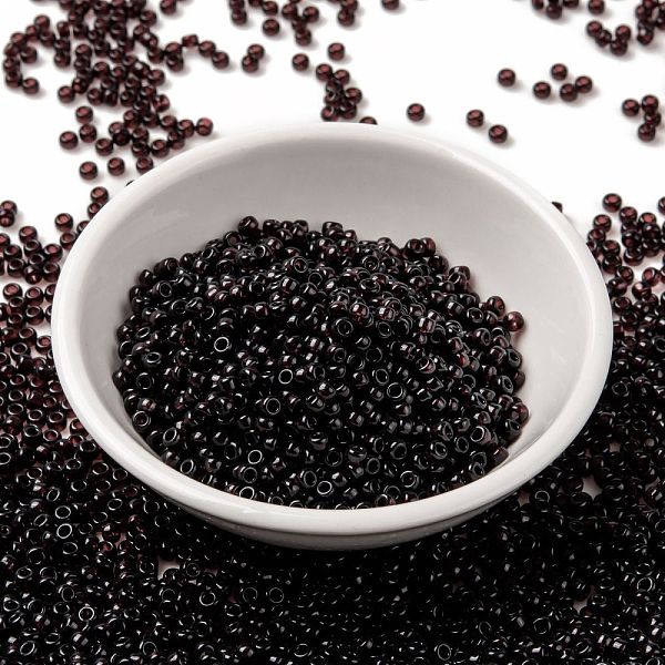 

PandaHall MIYUKI Round Rocailles Beads, Japanese Seed Beads, 8/0, (RR2402) Transparent Extra Dark Smoky Amethyst, 3mm, Hole: 1mm, about..., Purple