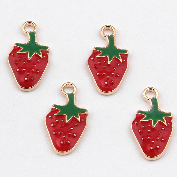 

PandaHall Alloy Enamel Pendants, Strawberry, Light Gold, 20x10mm Alloy+Enamel Fruit