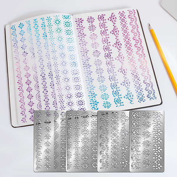PandaHall Fingerinspire 4Pcs 4 Style Custom 304 Stainless Steel Cutting Dies Stencils, for DIY Scrapbooking/Photo Album, Decorative... PandaHall Fingerinspire 4Pcs 4 Style Custom 304 Stainless Steel Cutting Dies Stencils, for DIY Scrapbooking/Photo Album, Decorative...