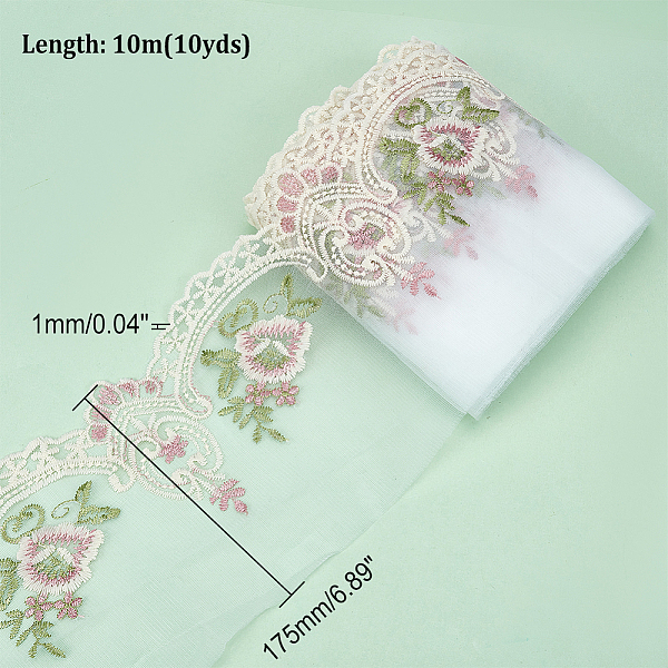 

PandaHall WADORN 10 Yards Floral Embroidery Lace Trim, 6.9 Inch Width Vintage Sewing Lace Trim Ribbon Dress Webbing Bridal Applique Fabric..., Red