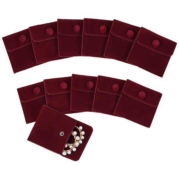

PandaHall 12 Pcs Velvet Jewelry Pouches, 2.76x2.76 Inch Square Jewelry Gift Bags with Snap Button Velvet Gift Bags for Ring Necklace...
