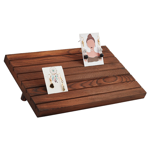 

PandaHall 7 Slots Wooden Earring Display Stands, Wood Earring Card Holder with 2 Detachable Pegs Sienna Jewelry Earring Display Earring..., Brown