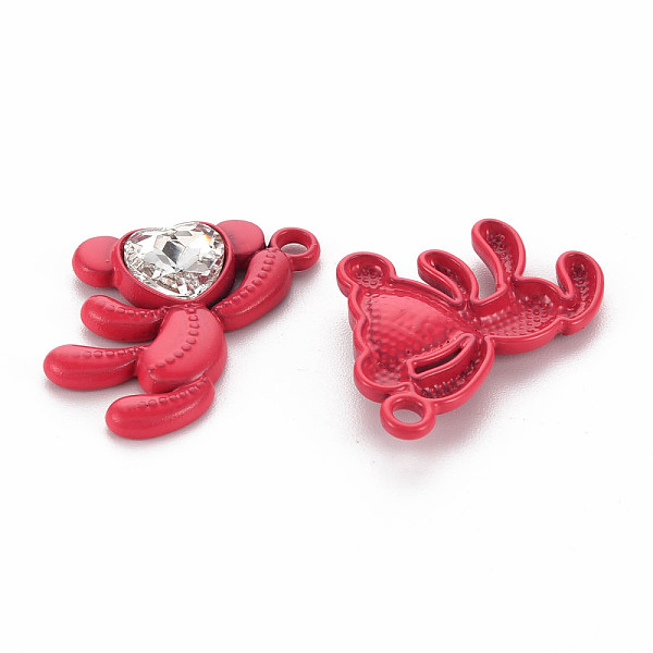 

PandaHall Spray Painted Alloy Rhinestone Pendants, Cadmium Free & Lead Free, Bear, Cerise, 26.5x21.5x4.5mm, Hole: 2mm Alloy+Rhinestone Bear..., Red