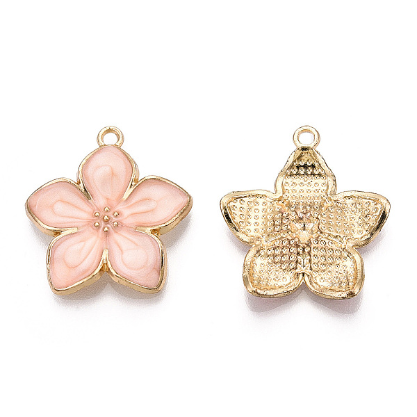 

PandaHall Alloy Enamel Pendants, Light Gold, Cadmium Free & Nickel Free & Lead Free, Flower, Misty Rose, 27.5x25.5x3.5mm, Hole: 2mm...