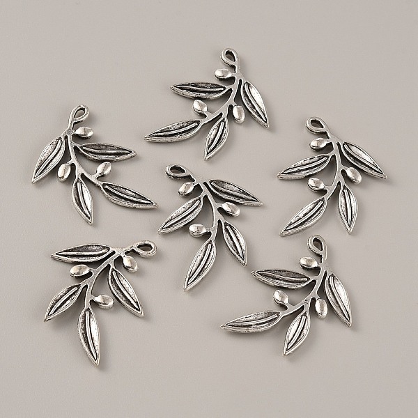 

PandaHall Tibetan Style Alloy Pendants, Leafy Branch Charms, Olive Branch, Antique Silver, 39x32x3mm, Hole: 1.8mm Alloy Leaf