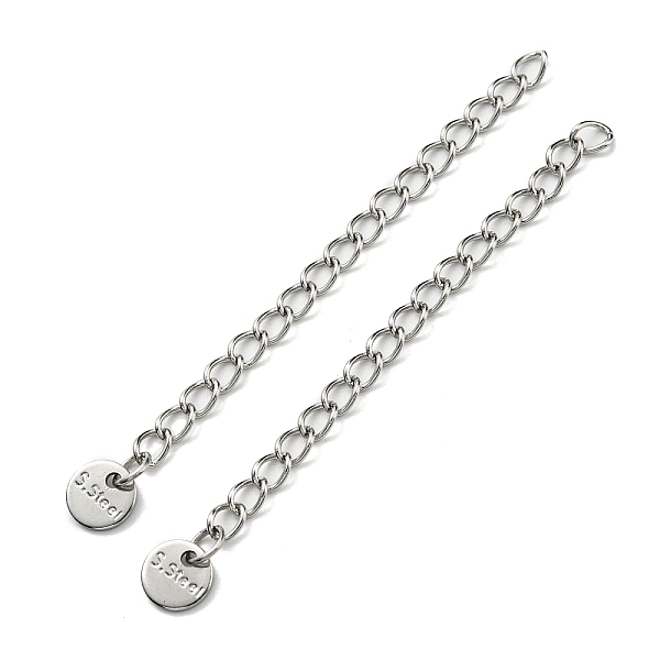 

PandaHall 304 & 201 Stainless Steel Curb Chain Extender, End Chains, with Flat Round Chain Tabs, Stainless Steel Color, 57mm 304 Stainless...