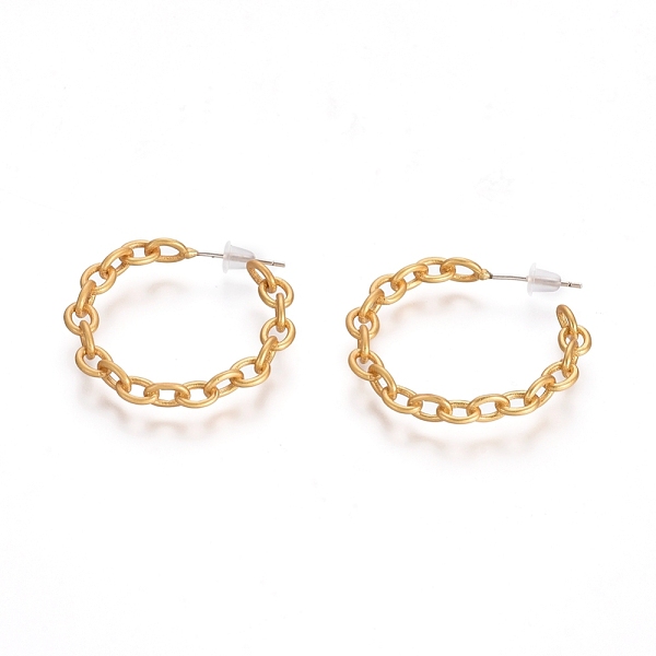 

PandaHall Semicircular Brass Cable Chain Stud Earrings, Half Hoop Earrings, with 925 Sterling Silver Pins and Plastic Ear Nuts, Long-Lasting...