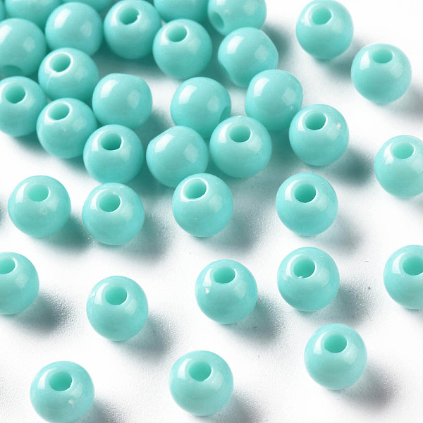 

PandaHall Opaque Acrylic Beads, Round, Pale Turquoise, 6x5mm, Hole: 1.8mm, about 4400pcs/500g Acrylic Round