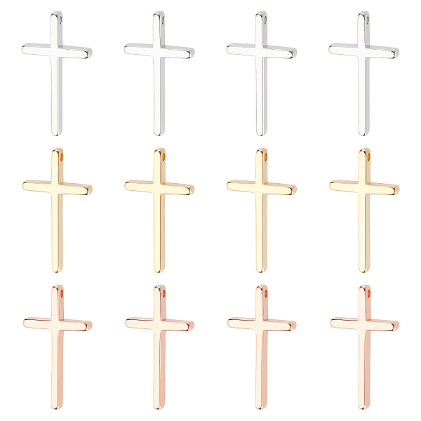

PandaHall BENECREAT 18Pcs 3 Colors Brass Pendants, Long-Lasting Plated, Cross, Mixed Color, 23.5x13x3mm, Hole: 1.2mm, 6pcs/color Brass Cross