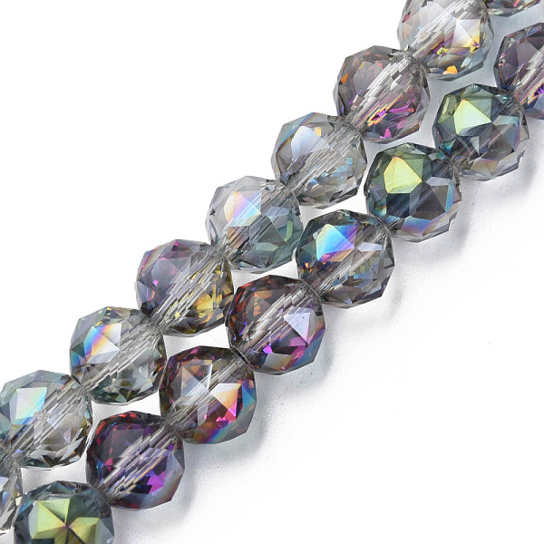 

PandaHall Electroplate Transparent Glass Beads Strands, Faceted, Round, Dark Slate Blue, 10x8.5mm, Hole: 1.2mm, about 60pcs/strand, 20.47...