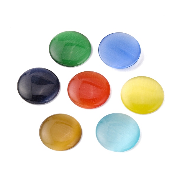 

PandaHall Cat Eye Cabochons, Half Round, Mixed Color, 25x4.5mm Glass Half Round Multicolor