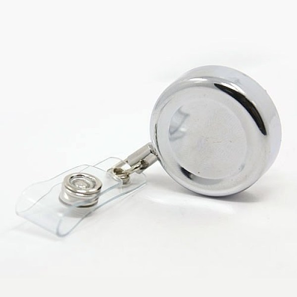 

PandaHall Alloy Retractable Badge Reel, Card Holders, with Plastic and Iron Findings, 85x32x15mm, Wire Size: about 50~52cm Alloy Clear
