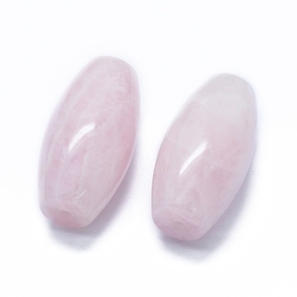 

PandaHall Natural Rose Quartz Two Half Drilled Holes Beads, Oval, 49.5~50x25mm, Hole: 2mm Rose Quartz Oval