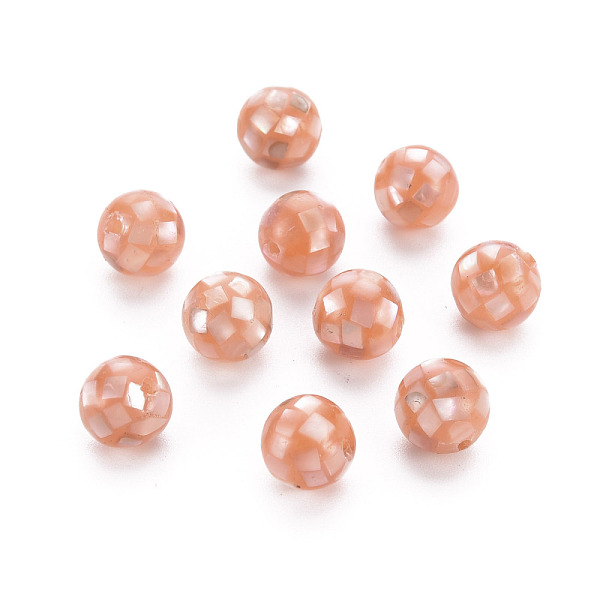 

PandaHall Resin Beads, with Natural Pink Shell, Round, Light Salmon, 8.5mm, Hole: 1mm Shell+Resin Round