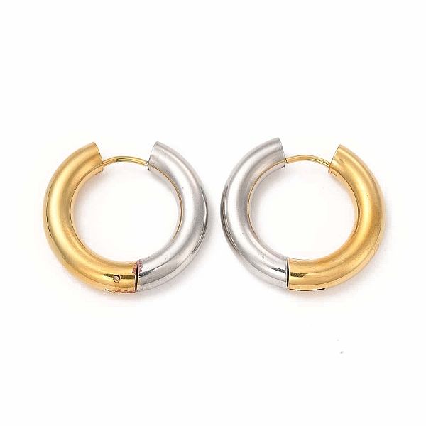 

PandaHall Two Tone 304 Stainless Steel Huggie Hoop Earrings for Women, Golden & Stainless Steel Color, 25x26x5mm, Pin: 1mm 304 Stainless...