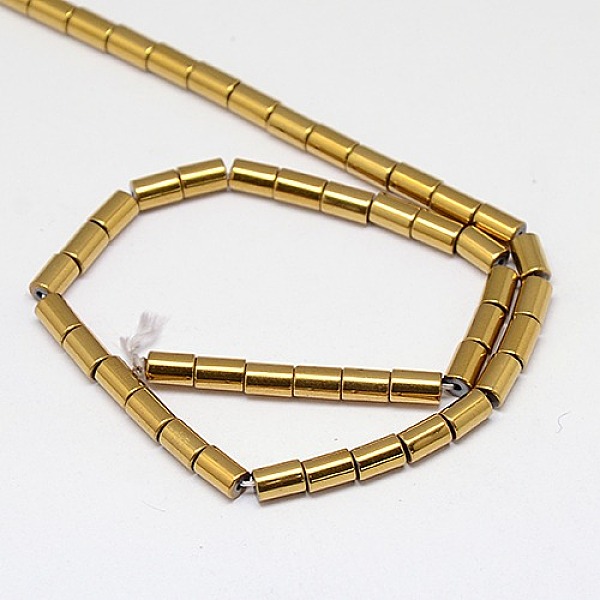 

PandaHall Electroplate Non-magnetic Synthetic Hematite Beads Strands, Column, Grade A, Golden Plated, 4x2mm, Hole: 0.8~0.9mm, about...
